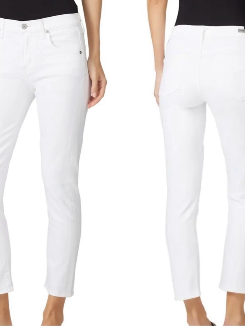 Citizens of Humanity Elsa Mid Rise Slim Fit Crop Jeans in White